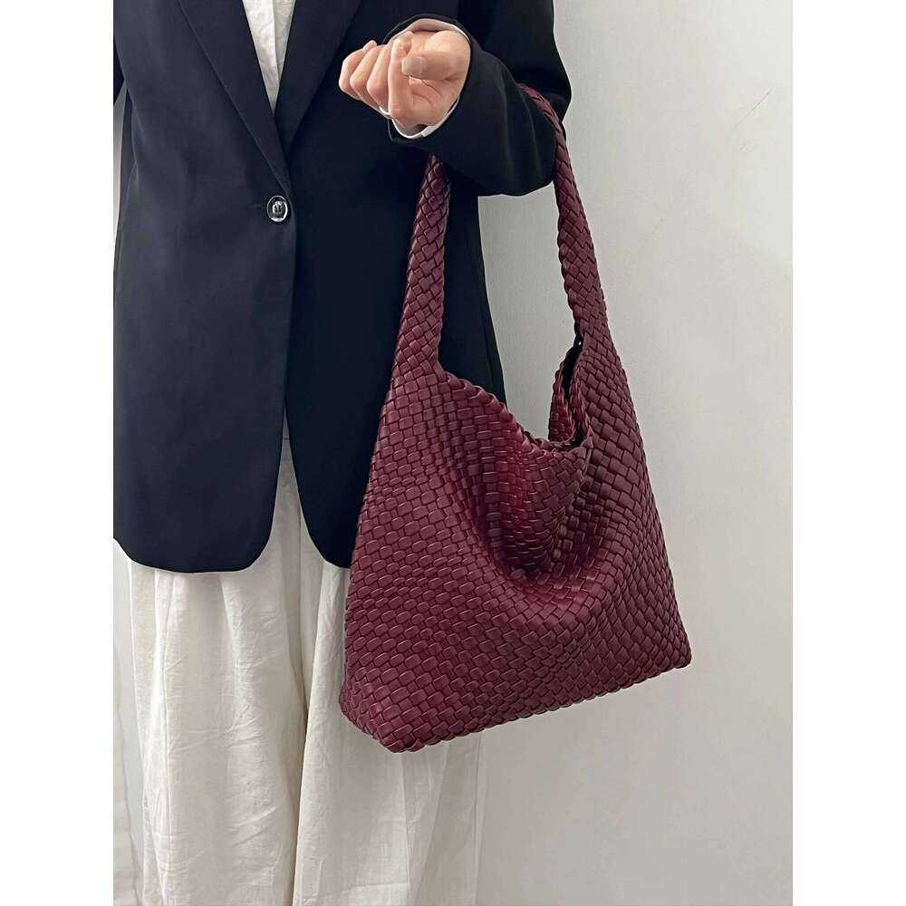 Bags Luxury Designer Shoulder Bag High Capacity PU Leather Hand Woven Women's Handbag
