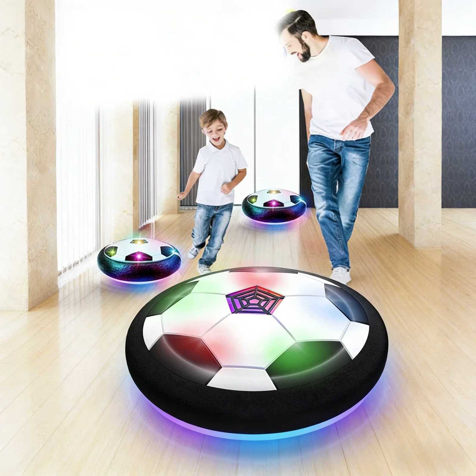LED Hover Soccer Ball Rechargeable Air Cushion Power Football Indoor Outdoor Training Toy Parent Kids Ages 3-12 Safe Home PlayT260330