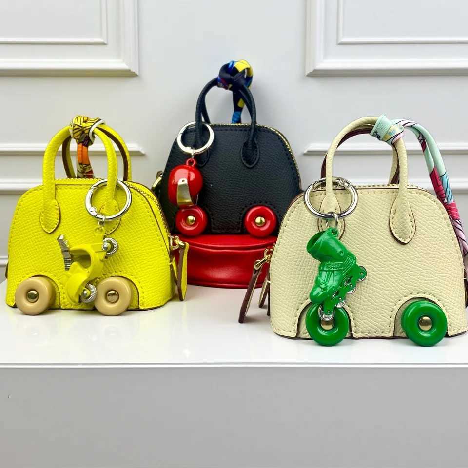 Mini Tire Leather Pouch - Adorable Car-Shaped Earphone Case Coin Purse Cable Organizer with Metal Keychain-PU Leather-Gift Z260330
