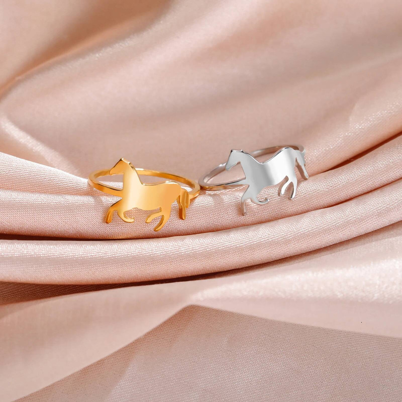 Animal Series Galloping Horse Ring Versatile Stainless Steel Jewelry Couple's Ring Stainless Steel Accessories Rings