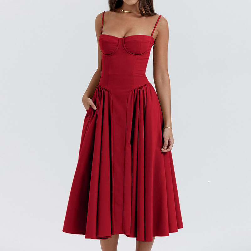 2026 European and American Women's S18 Designer Solid Color Spring/Summer New Style Strapless Waist Fashion Sexy Long Dress