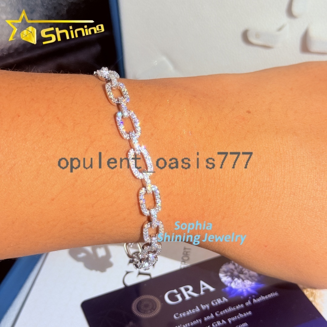New Arrivals S925 Solid Silver Hip Hop Jewelry VVS1 Moissanite Iced Out GRA Certificate Infinity France Bracelet Men Women