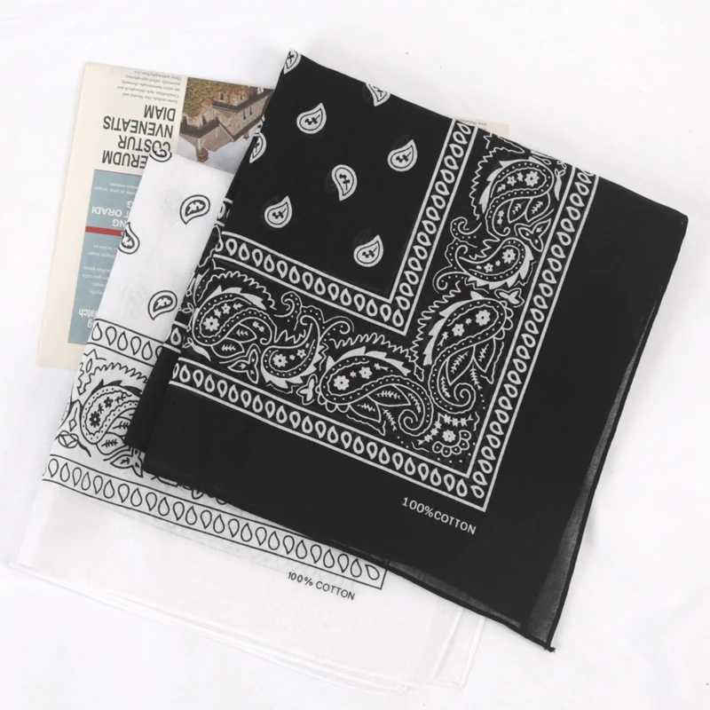 Unisex Cotton Bandana Kerchief Hip Hop Black Hair Band Neck Scarf Sports wear Wrist Wraps Square Scarves Handkerchief X260328
