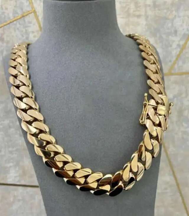 Handmade 22mm 24 Miami Cuban Link 520grams Heavy Solid 925 Sterling Silver 14k Gold Plated Curb Hiphop Chain e6