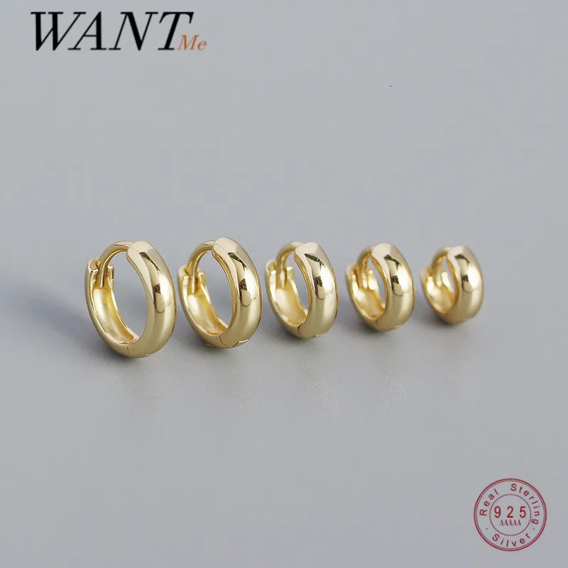 WANTME 925 Sterling Silver Minimalism Punk Rock Wide Hoop Earrings for Women Men Fashion Gothic Bohe Huggie Ear Buckle Jewelry 260323