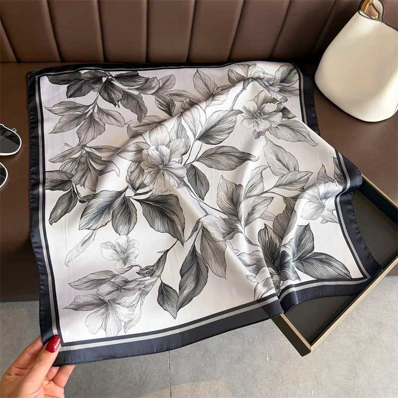Design Floral Print Silk Square Scarf Women Soft Satin Kerchief Hairband Neckerchief Head Hijab Lady Headband Foulard Bag Ribbon Z260330
