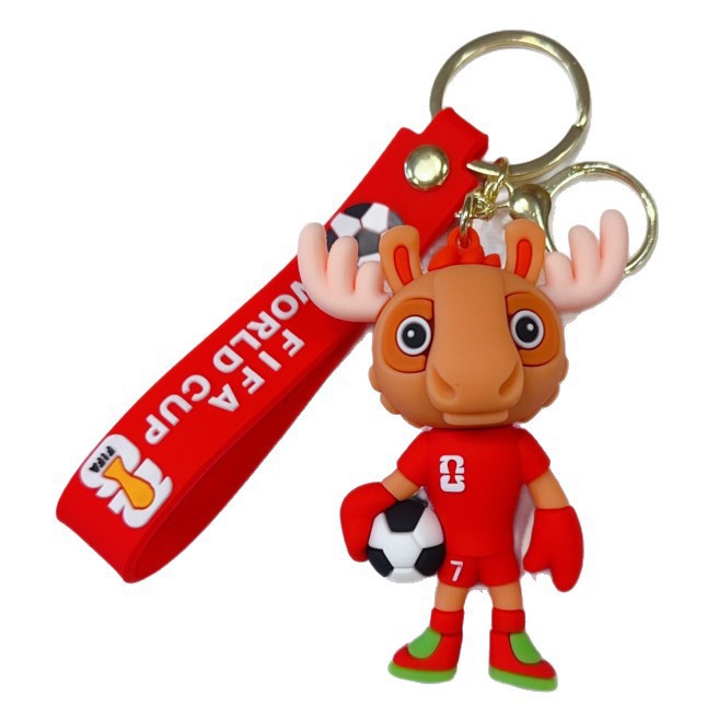 Cute Cartoon Mascot Keychain, World Cup Soccer Football Doll Pendant, Small Gift Key Ring Bag Charm