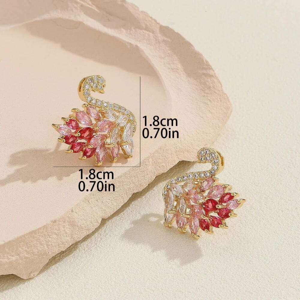 Jewelry Earrings Swan Colored Micro Paved Stud Earrings Goddess Style Cubic Zirconia Crystal Hypoallergenic Cluster Stud Earrings Fashion Everyday Jew