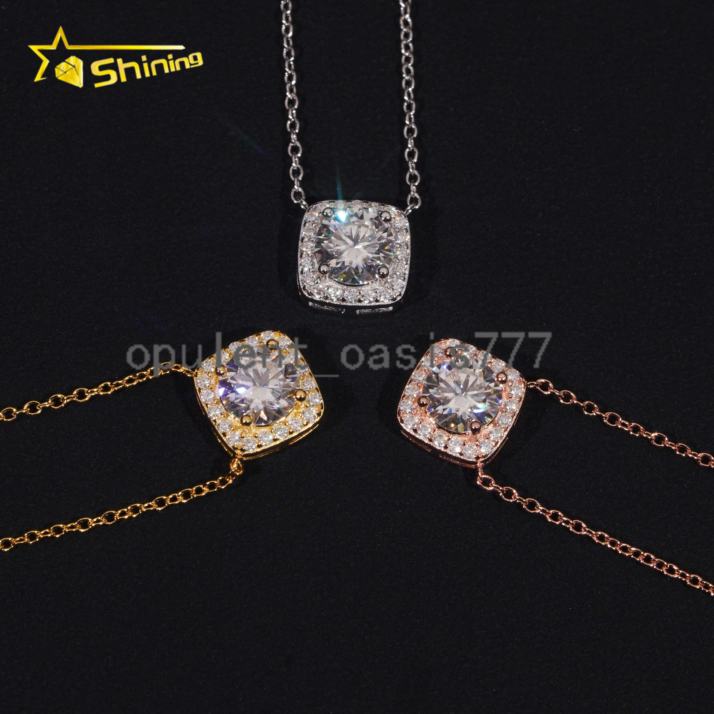 Hot Selling Christmas Present Fashion Necklace Charms 925 Sterling Silver Round Shape Moissanite Pendant Necklaces Women