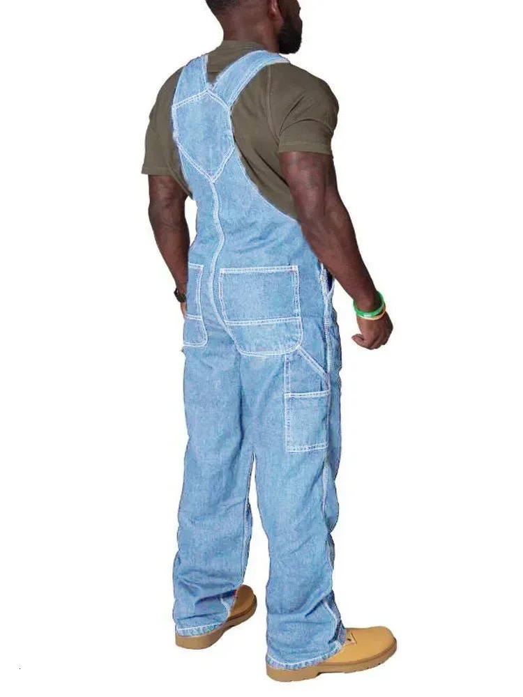 Mens Cargo Trousers Solid Jeans Overalls for Men Fashion Denim Jumpsuits Oversized Pants Men Clothing Full Length Tracksuit 260326