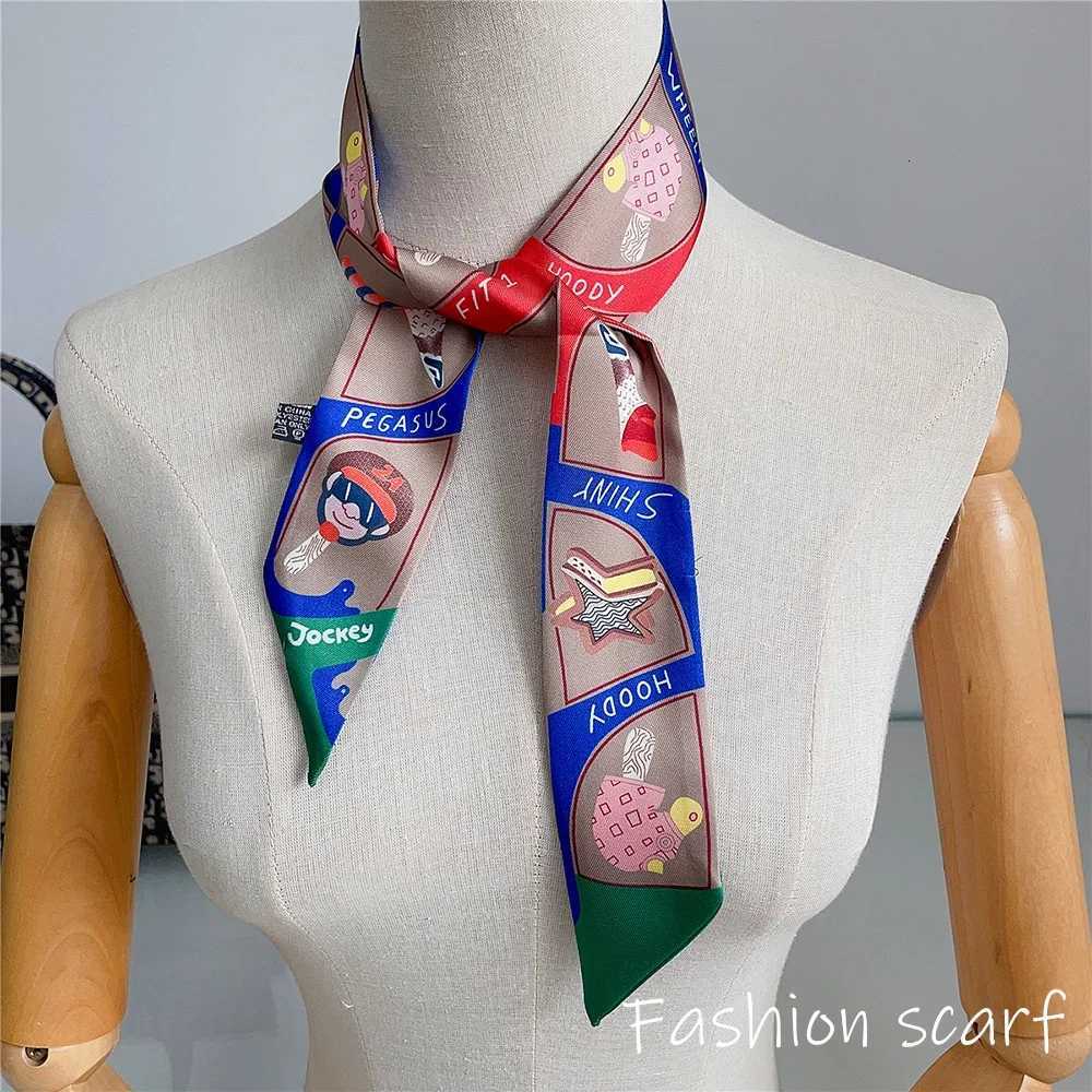 Four Seasons Fashion Versatile New Van Gogh Classic Oil Painting Series Ladies Decoration Twill Long Strip Silk Scarf Tie Ribbon X260328