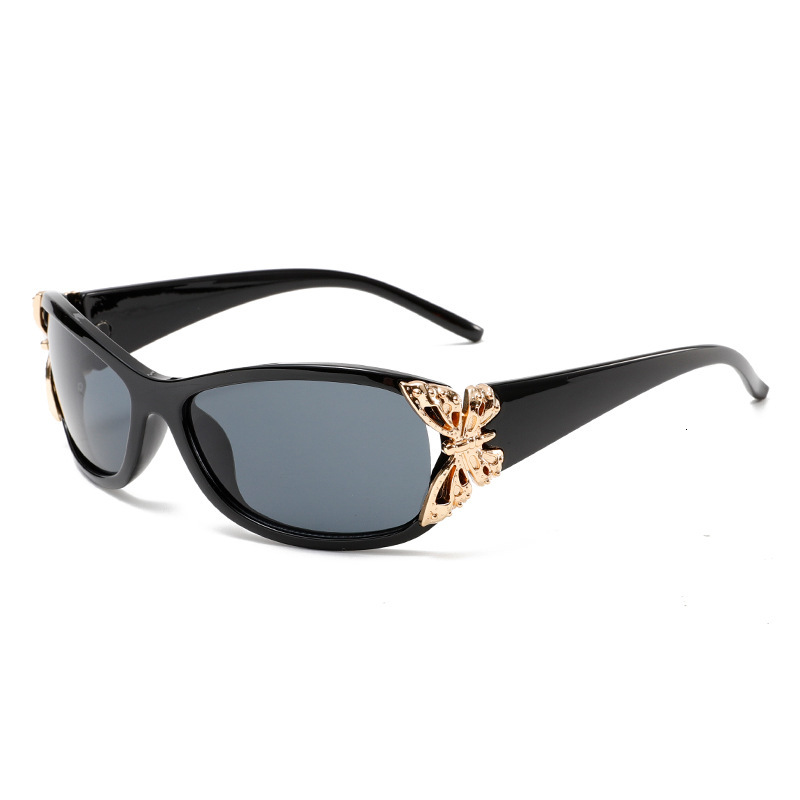 Trendy Butterfly Decoration Designer Sunglasses Luxury Brand Women's Accessories Fashion Personality Sunscreen Leopard Print Outdoor Sports Cycli