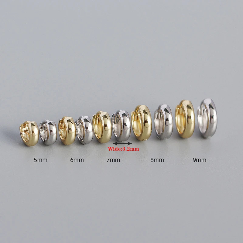 WANTME 925 Sterling Silver Minimalism Punk Rock Wide Hoop Earrings for Women Men Fashion Gothic Bohe Huggie Ear Buckle Jewelry 260323