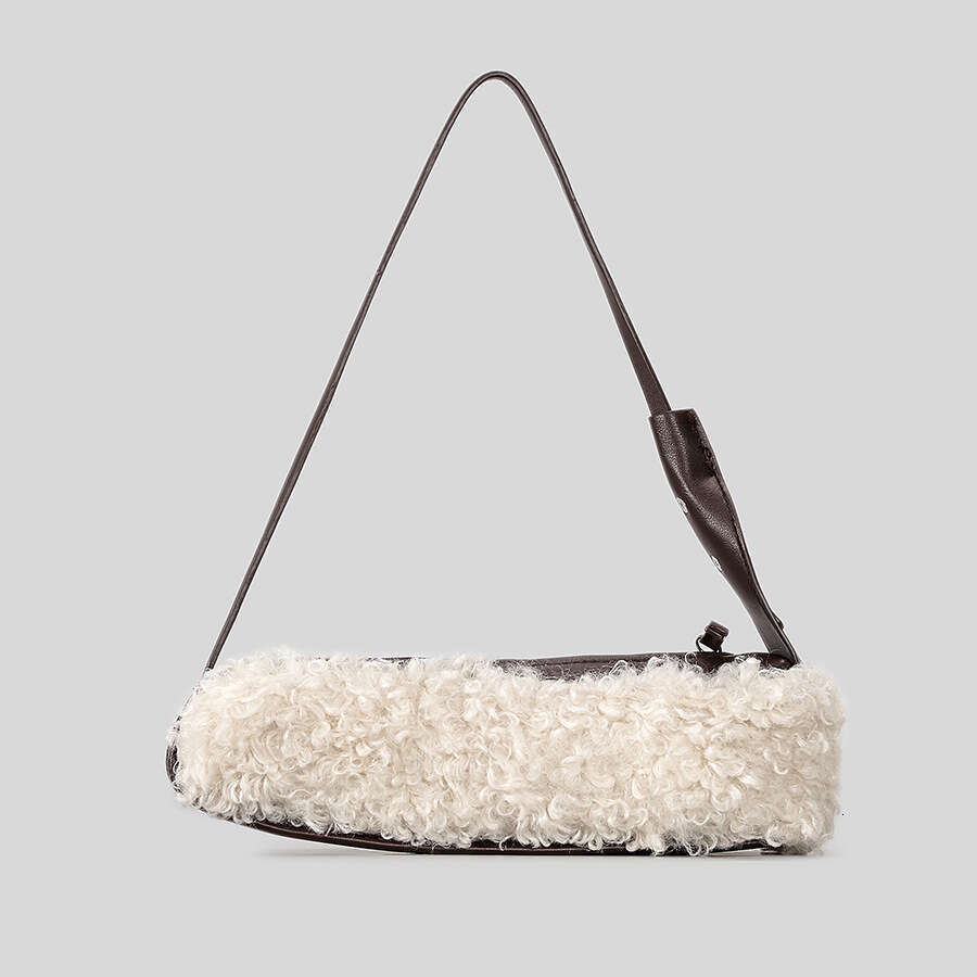 Autumn Winter New Lamb Wool Fashion Baguette Niche Underarm Single Shoulder Bag Lazy Style Handbag