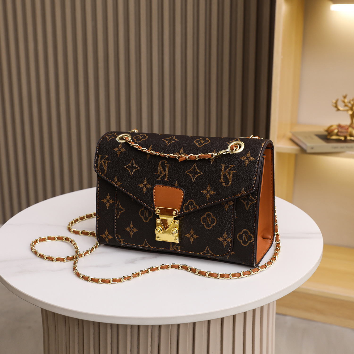 Unique design printed messenger for women, new fashion chain shoulder crossbody small square envelope bag
