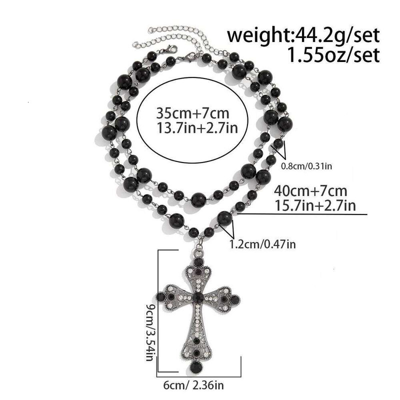 Hip-hop Luxurious Punk Style Necklace Cross Collage Imitation Pearl Collar With Exquisite Delicate Perfect For Everyday Wear As A Versatile & Jewelry 