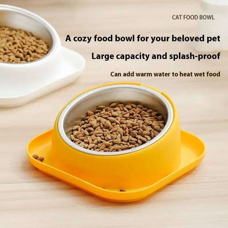 Cervical Spine Stainless Steel Cat Feeder Pet Oblique Food Basin Anti-knock Dog Bowl Protection 26W0330