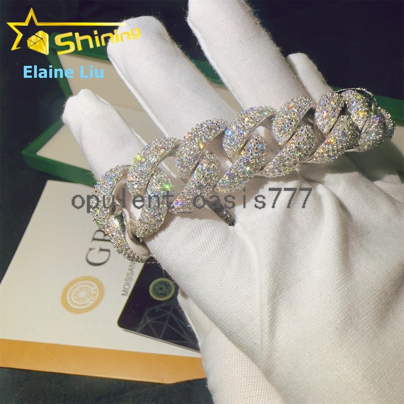 Sterling Silver 925 18mm VVS Moissanite Diamond Moissanite Hip Hop Jewelry Iced Out Bracelet Miami Cuban Link Chain Bracelet