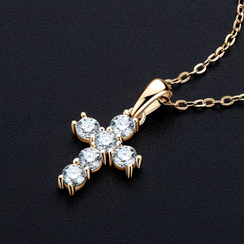 Women Men Faithful Charm 925 Silver Certified 3mm Moissanite Choker Christian Gifts Cross Pendant Necklace