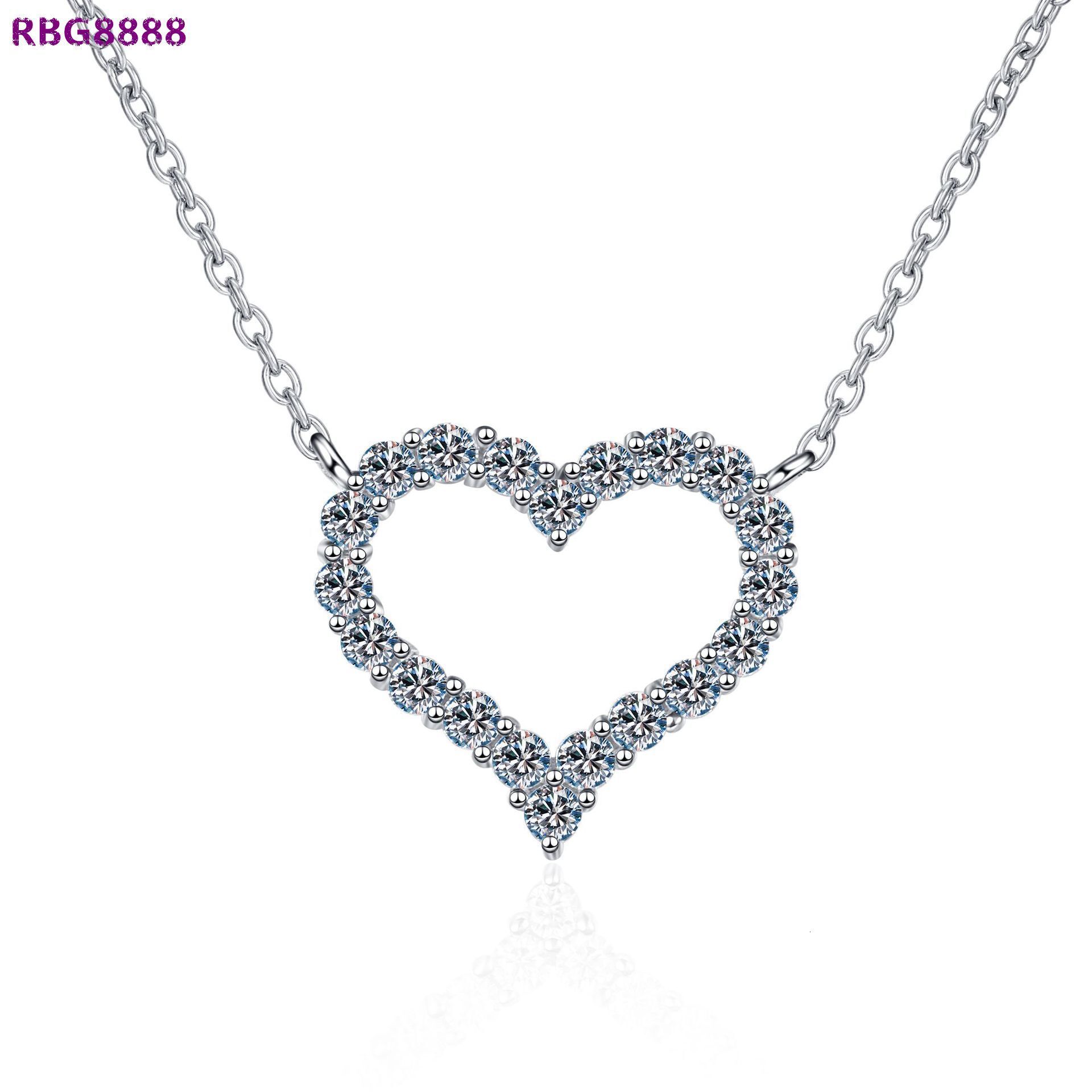 Wholesale Custom Fine Jewelry 925 Sterling Silver Moissanite Heart Pendant Necklace for Women Valentines Day Gifts