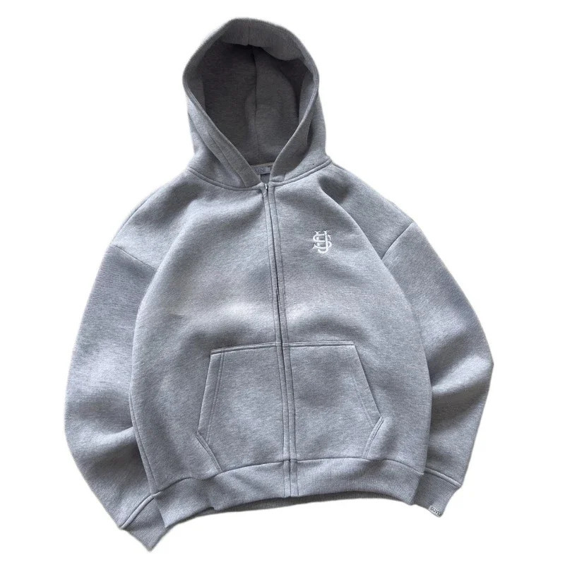 American Hip Hop Joker Pattern Embroidered Zipper Hoodie Women Street Y2K Punk Fleece Padded Sweatshirt Unisex Casual Hoodie 260326