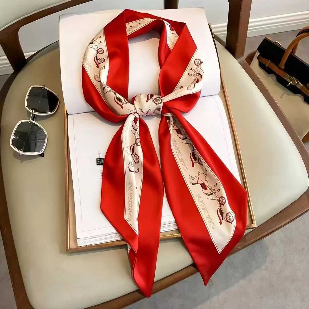 1pcs Women Silk Scarf Shawl Fashion Luxury Long Narrow Small Silk Scarves Ladies Headband Headscarve Brand Wrist Towel Foulard Z260330
