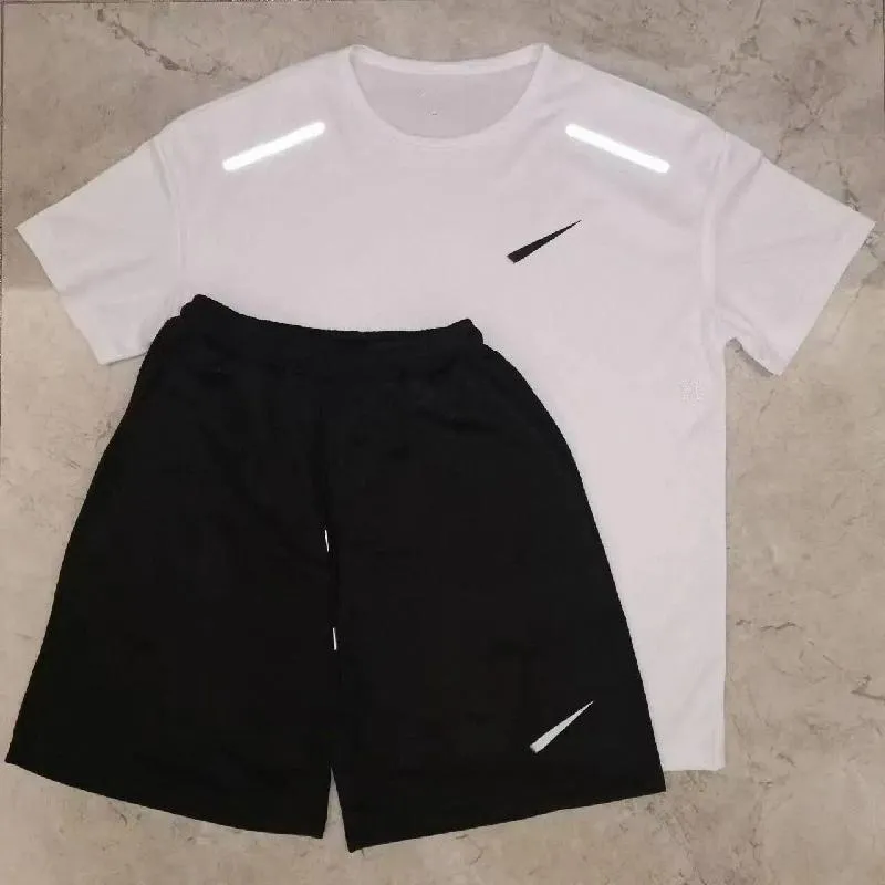 New men designer Summer t shirt Tracksuits Tech Set Tracksuit T Shirts Shorts Two-piece Women Fitness Suit Print Quick Drying Asian Size