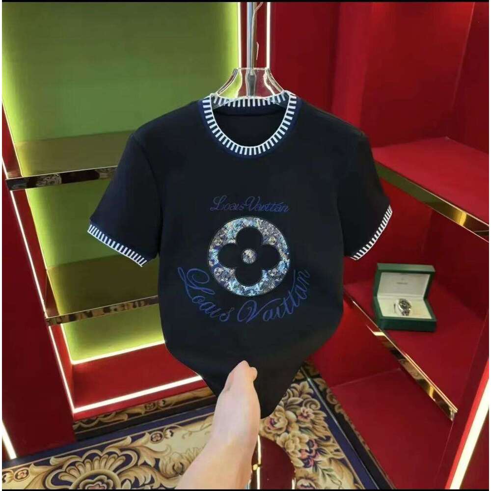 luxury Summer New Round Neck Men's Light Luxury Half Slim Designer Embroidered T-Shirt Fashion Short Sleeve