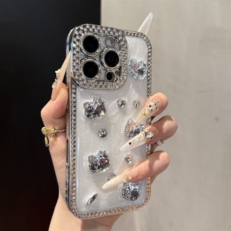 Three-dimensional diamond KT cat is suitable for iPhone Apple mobile phone case new advanced explosion