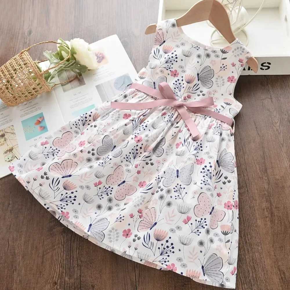 Summer New 3-7 Years Girls Vacation Casual Clothes Sleeveless Sweet Cute Print A-Line Dress 1 Pc Children Fashion WearT260330