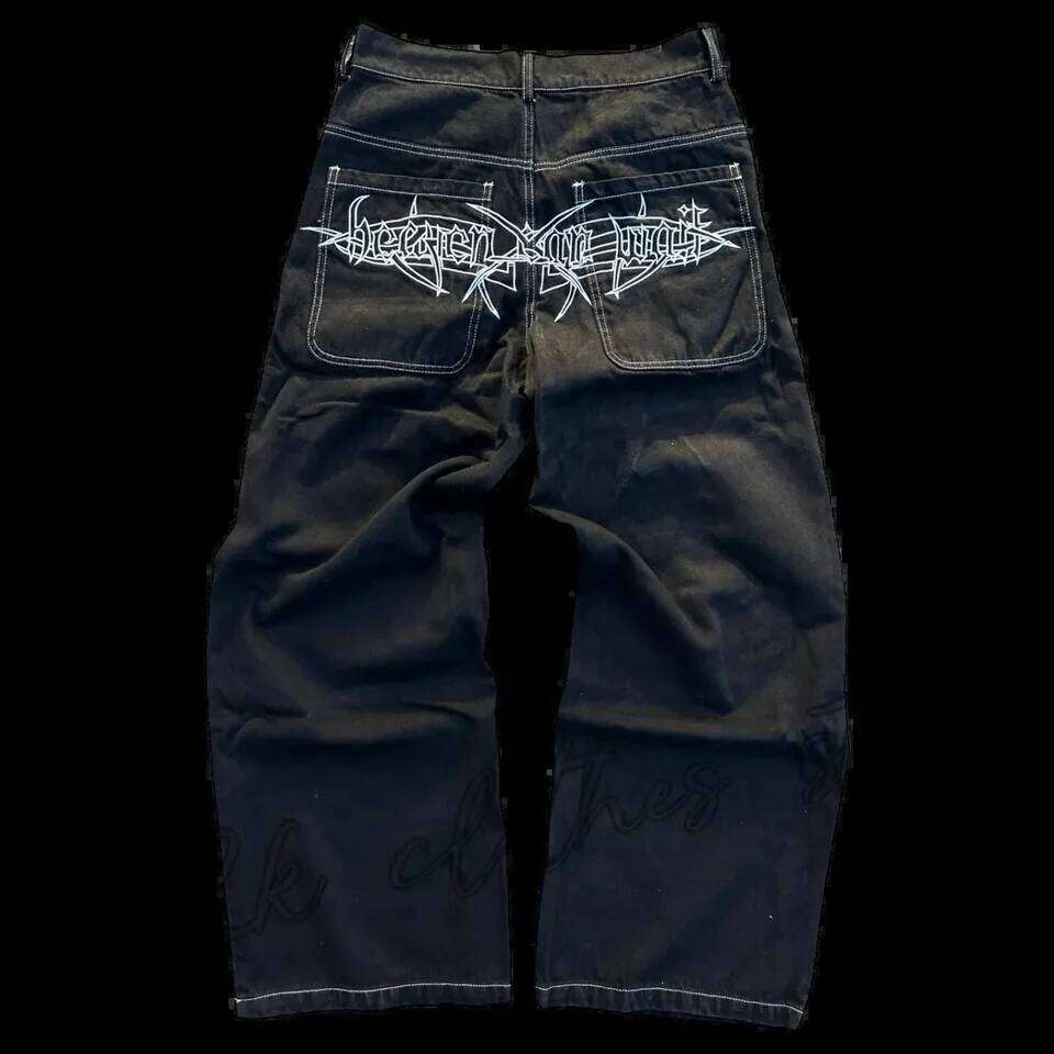 New Prints Men Streetwear Baggy Wide Leg Jeans Korean Fashion Drapes Straight Casual Loose Denim Cargo Pants 26Y0330