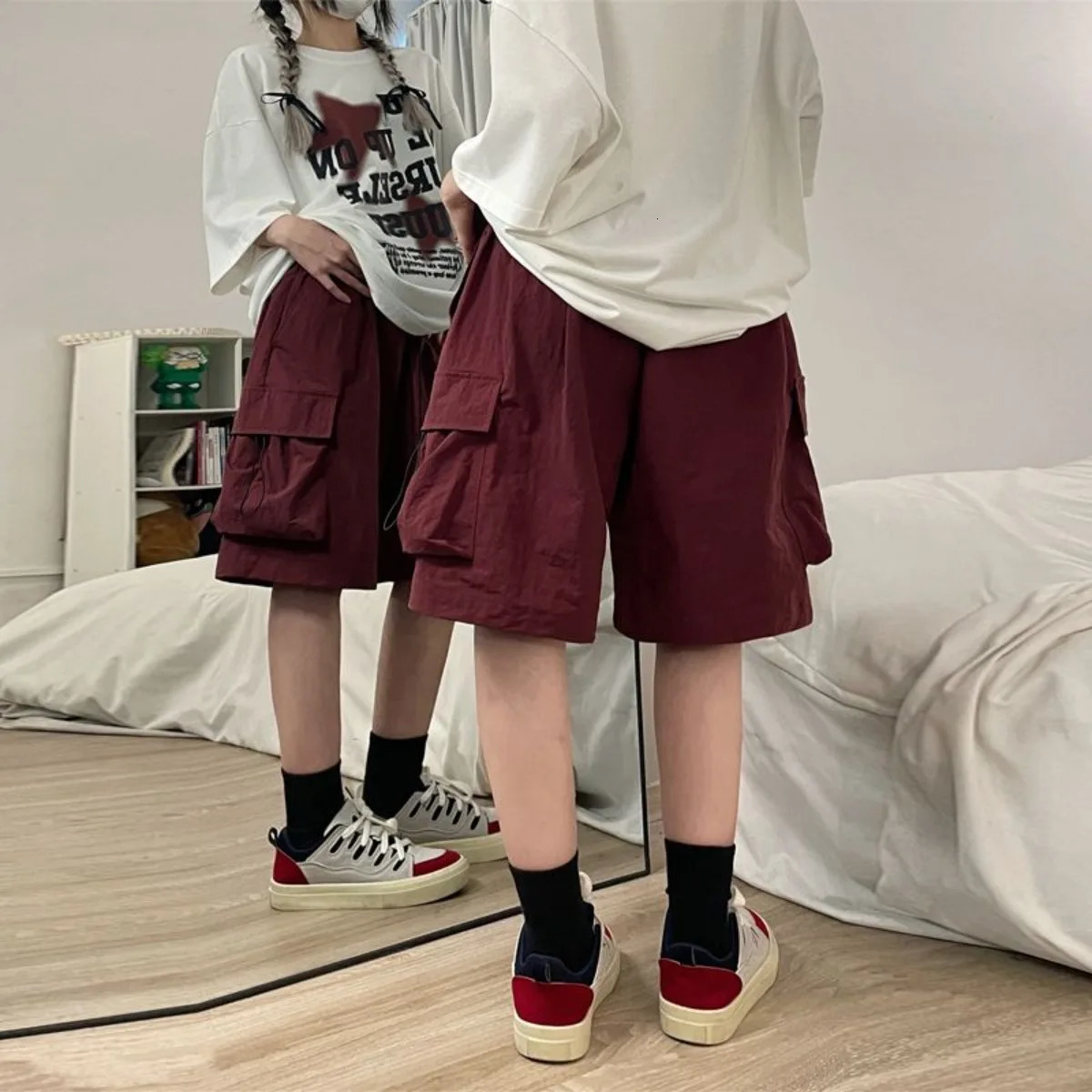 Women High Waist Cargo Shorts American Style Streetwear Summer Wide Leg Pants Fashion Female Big Pocket Loose Shorts 260327
