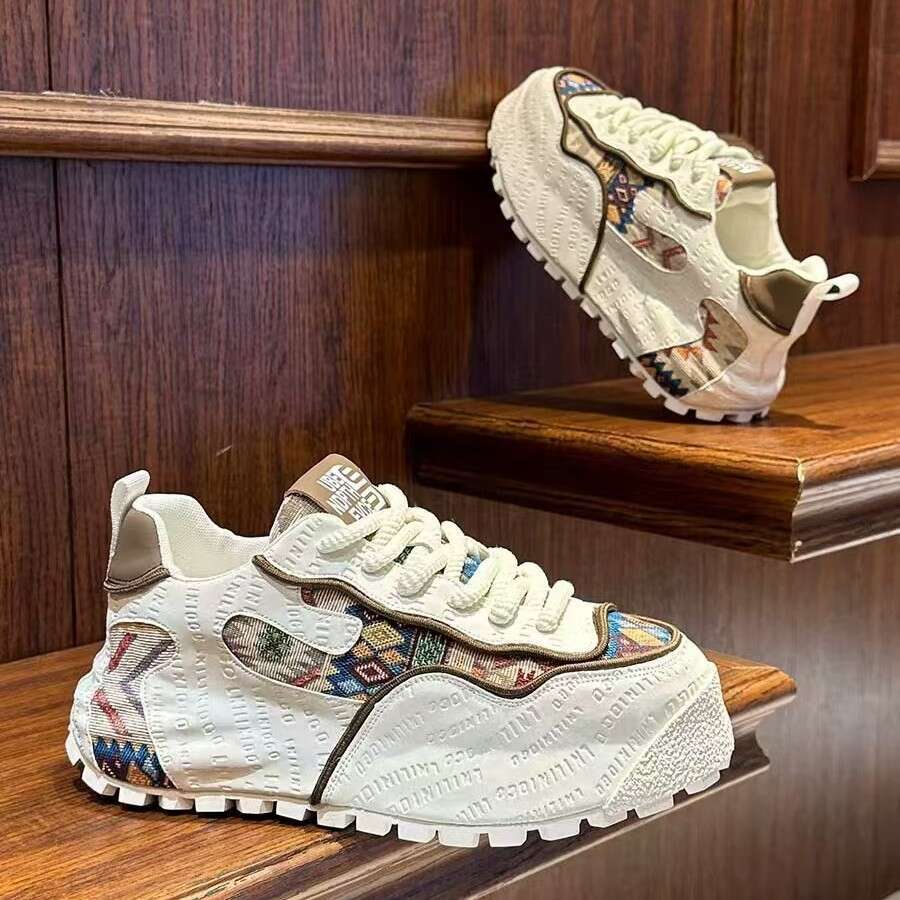 Free shipping Large Size 48 Thick Sole Height-Increasing Fashion Color-Block 2026 Pure Season New Breathable Versatile Low-Top Casual Men's Shoes