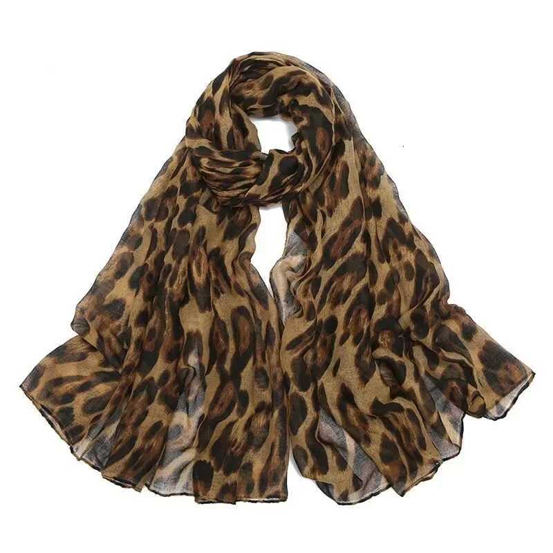 Boho 1pc Fashionable Leopard Print Batik-Style Soft Lightweight Wens Scarf Shawl Suitable For Daily Cmuting Outdoor Wear X260328