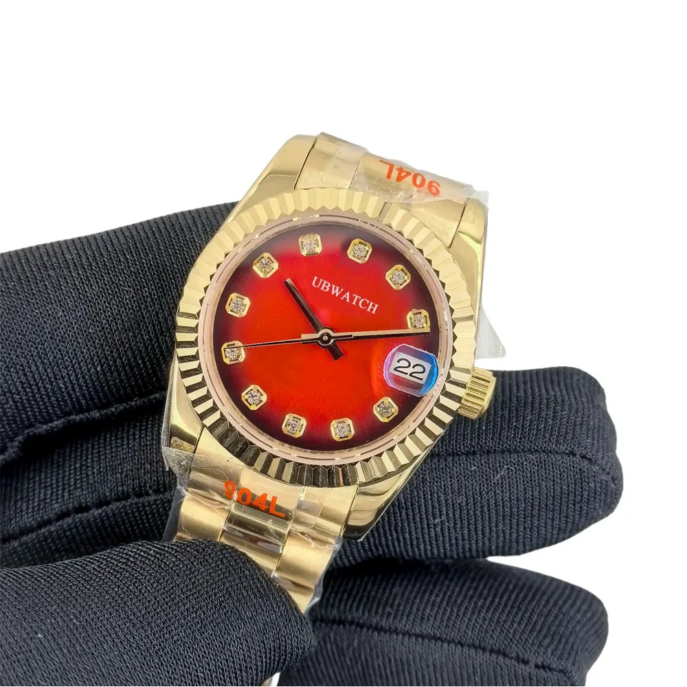 ST9 Automatic Sapphire Glass Yellow Gold 31MM Womens Wristwatches Shining Star Diamond Exquisite Luxury Ladies Watch