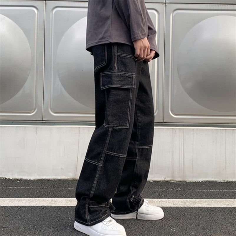 Cargo jeans Men Wide Leg Jeans Hip Hop Casual Mens Straight Baggy Denim Pants Streetwear Skateboard Pant Neutral Trousers 260327