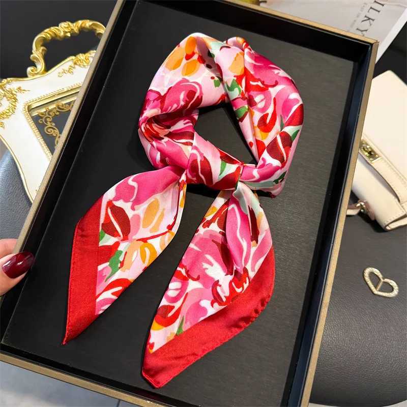7070cm Design Print Scarf Women Silk Scarves Bandana Hijab Neckerchief Shawl Kerchief Hair Band Foulard Luxury Z260330