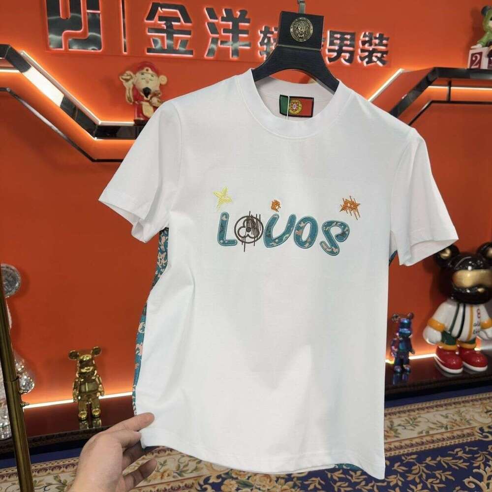 Men's New Luxury Short-Sleeve Casual Trendy 2026 Top Summer Fashion Versatile Round-Neck Embroidered T-Shirt Asia Size