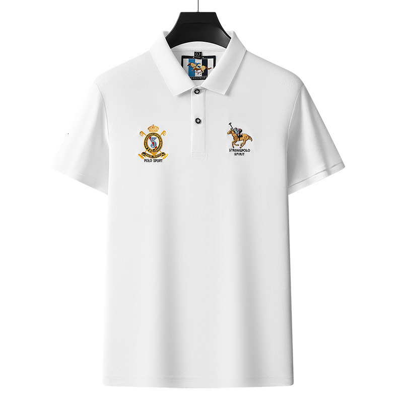 Designer Short-sleeved Shirt With Exquisite Embroidery Casual And Business-style Polo Shirt With A Turned-down Collar Stylish And Luxurious For Men
