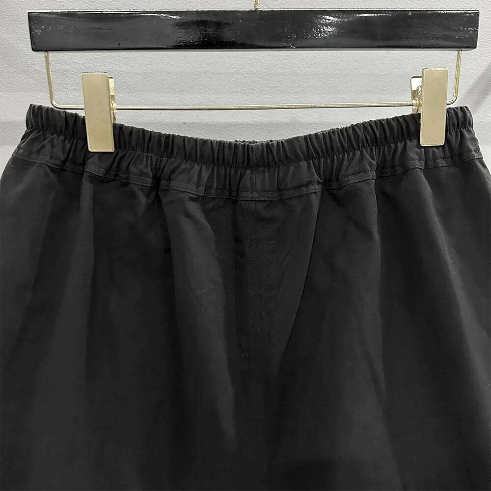 High Quality Cotton Men's Spring/Summer Basic Black Rick Style Split Drawstring Elastic Adjust Waist Casual Shorts