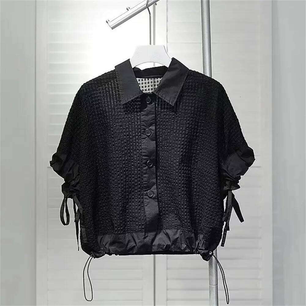 Woman Clothing T-Shirts High-Grade Short-Sleeved Women's Summer Loose Slim Drawstring Shirt Design Sense Niche Short Top