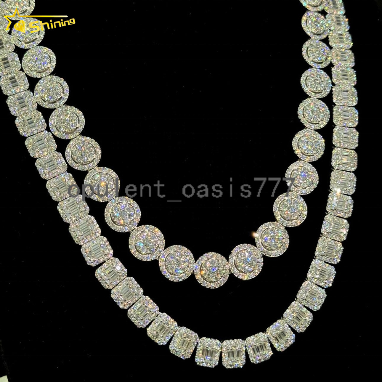 Pass Diamond Tester 9mm Chain Iced Out baguette Custom 925 Sterling Silver Hip Hop VVS Moissanite Tennis Chain