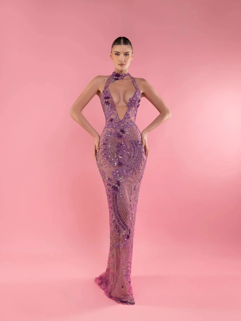 Fashion Sequins Mermaid Evening Dresses Halter Crystal Prom Dress with Feather Shawl Backless Customized Party Gown Vestidos De Noche Plus Size