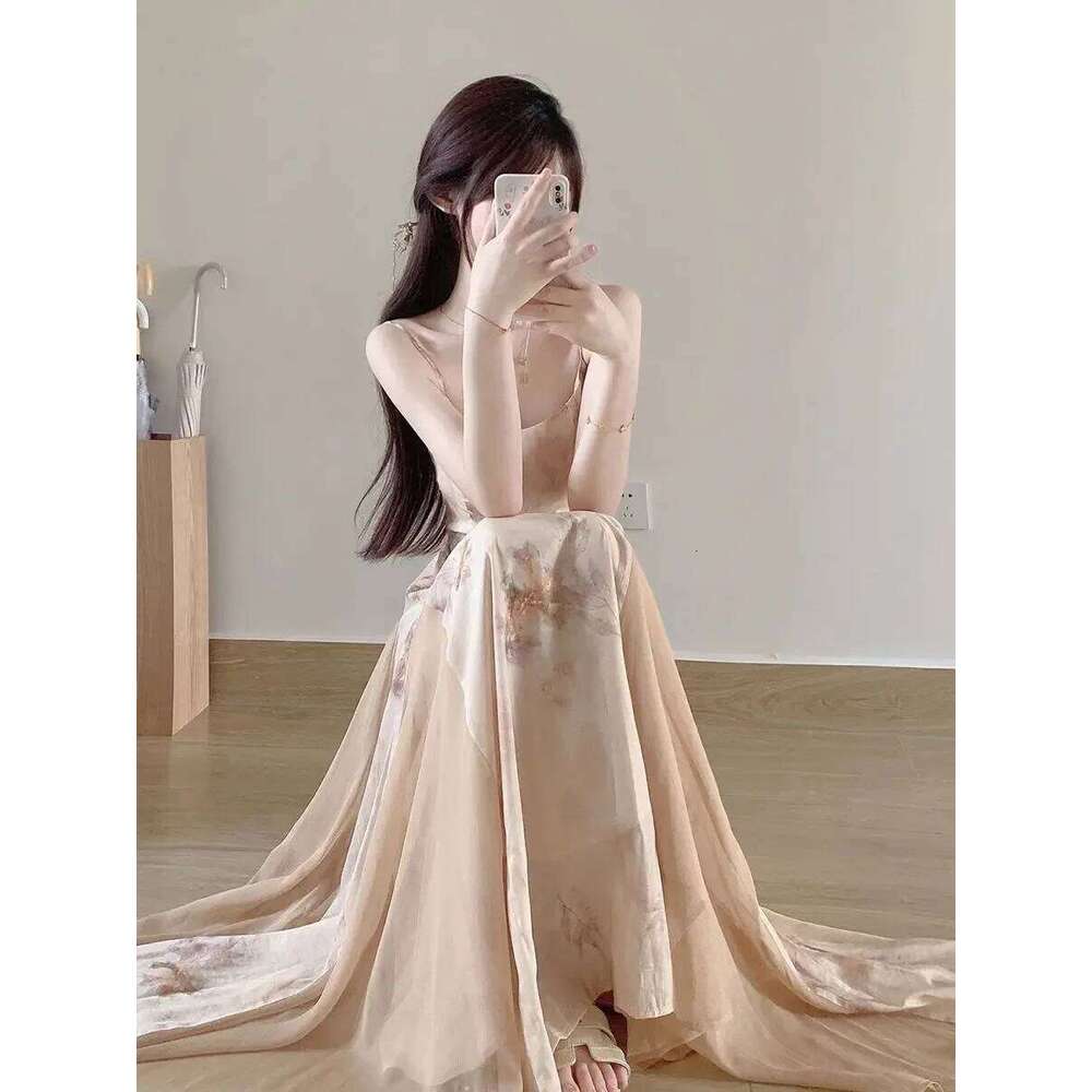 Women Khaki Cheongsam High Quality Vintage Slim Elegant Show Costumes 2 Piece Sexy Halter Dress With Coat Qipao Set MAKOUFEI