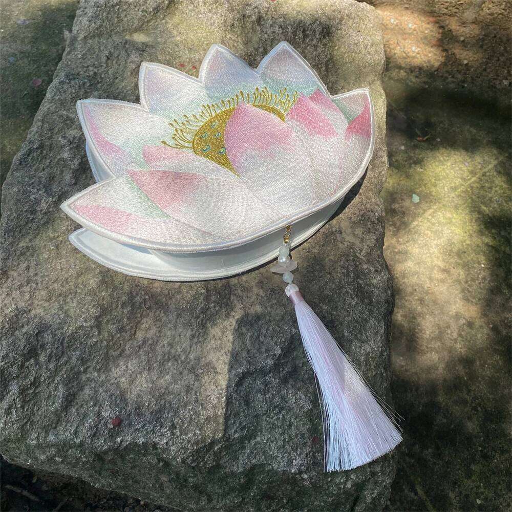Chinese Embroidery Pcs Hanfu Handbag Ancient Style Embroidery Lotus Shoulder Bag Tassel Satchel Crossbody Purse For Mobile Phone Women Girl Gift