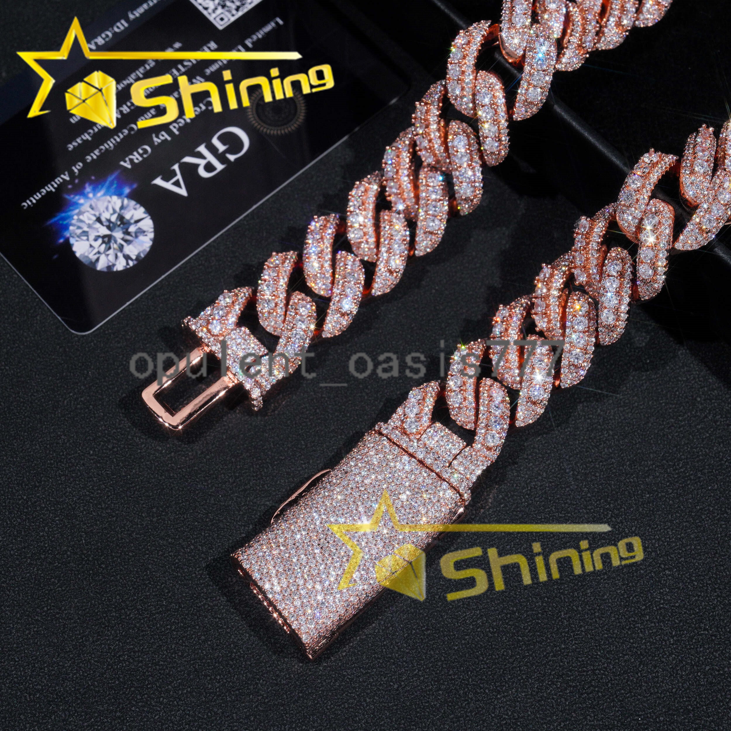 Hot Style Fashion 20mm Cuban Chain Sterling Silver 925 Moissanite Luxury Cuban Link Chain Prong Set Hip Hop Jewelry