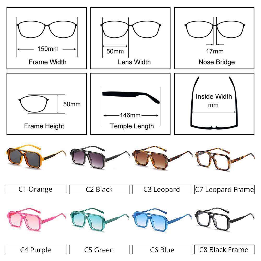 Ralferty Candy Square Sunglasses for Women Pink Gradient Double Bridge Men's Sun Glasses Female Shades UV Protection Oculos 26Y0330