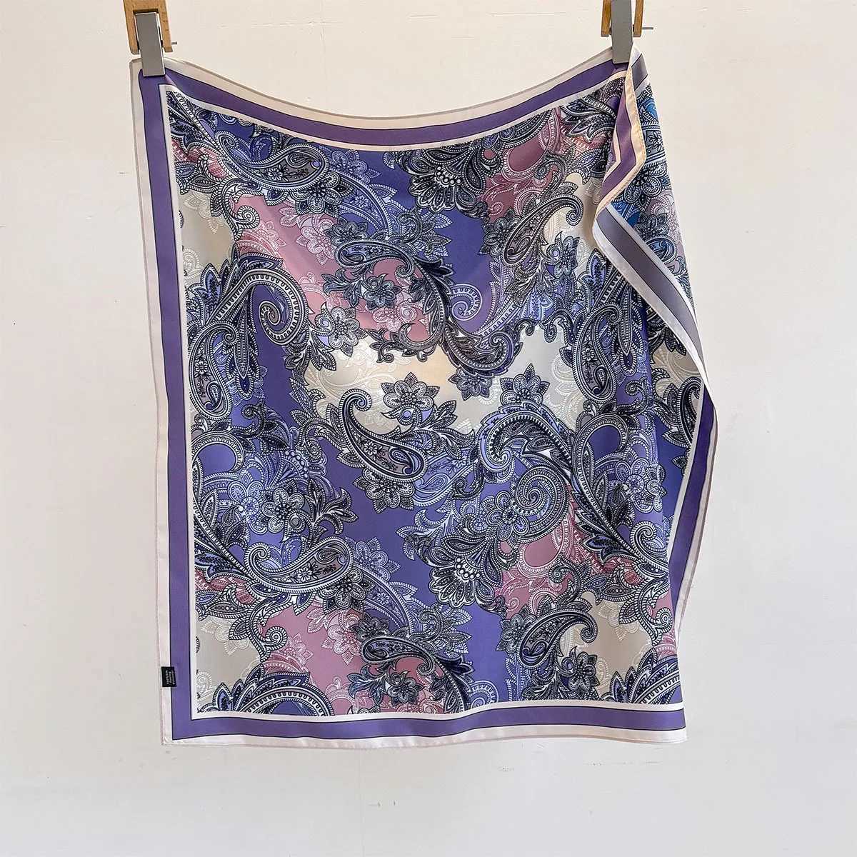 1Pcs Luxury Imitation Silk Square Scarf Womens Double-sided Paisley Print Neckerchief Bandanas Foulard Hairbands Shawls Wraps Z260330
