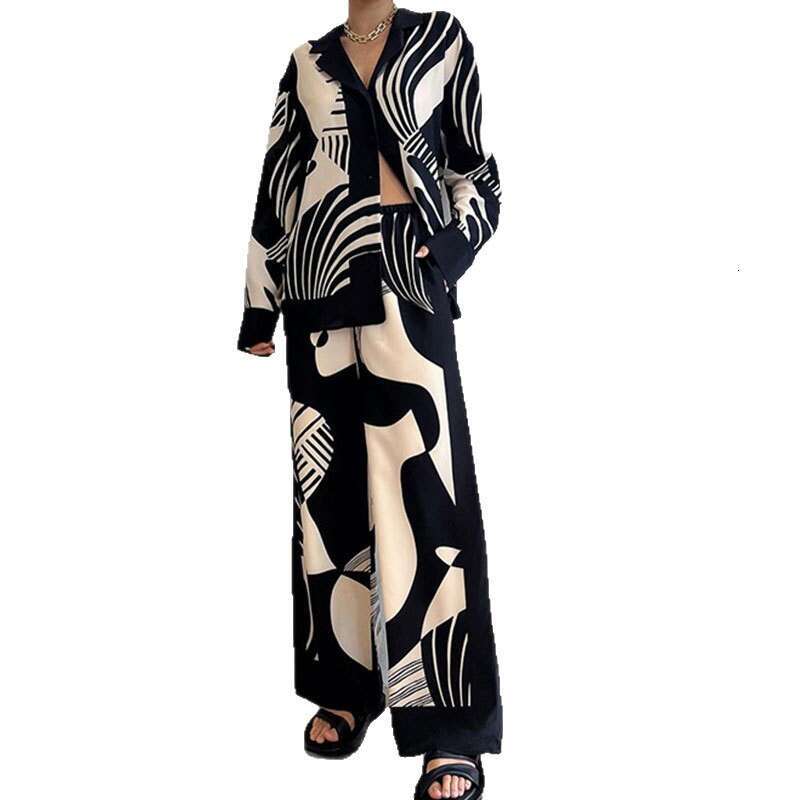 2026 Spring New Collection: Cross-Border European American Foreign Trade Women's Clothing, Trendy Casual Style Printed Button-Up Cardigan and Pan