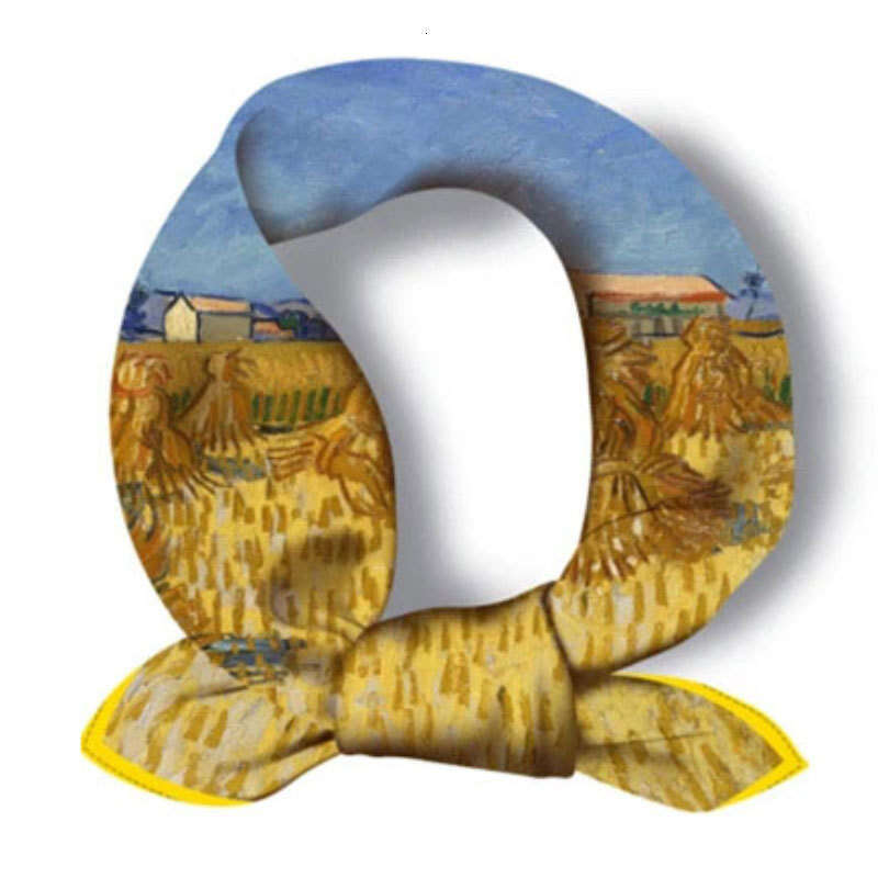 2024 Cross-Border Bestseller: Van Gogh Oil Painting Series Square Vintage Artistic Chic Small Neck Scarf, Decorative Printed Scarf Qian Pan